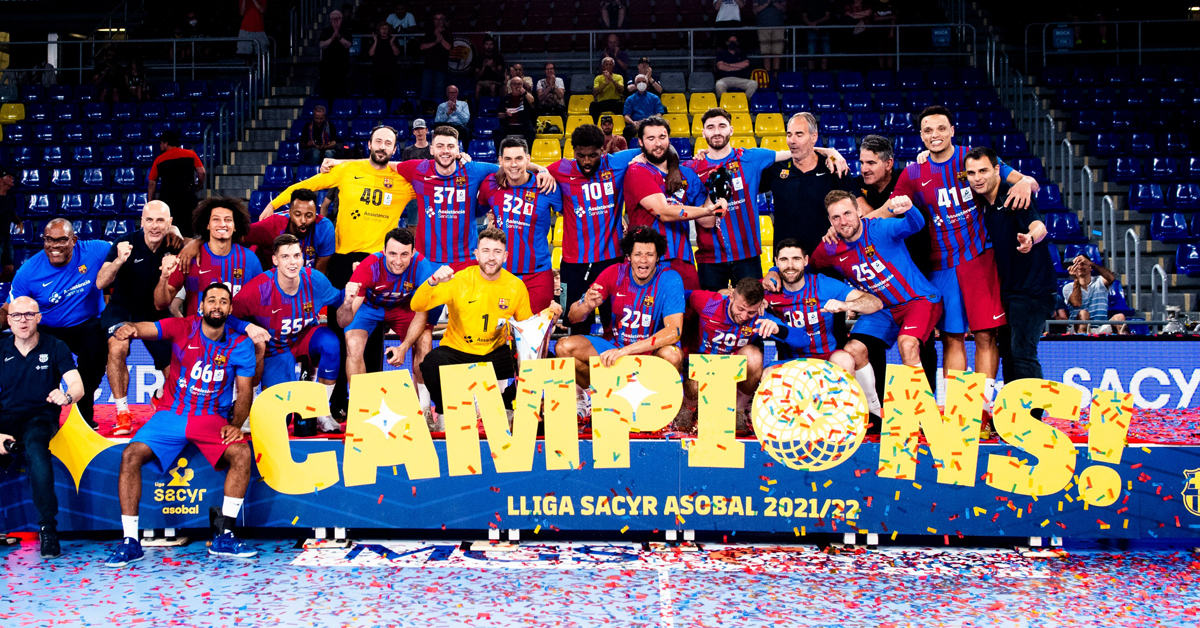 celebración título liga ASOBAL equipo handball Barça